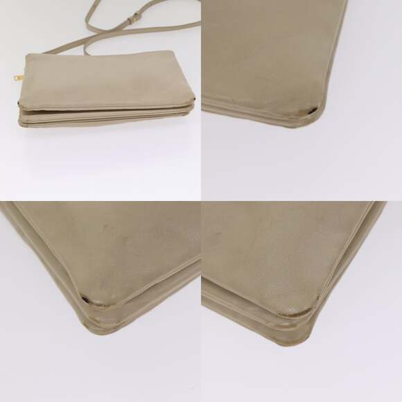 CELINE Trio Shoulder Bag Leather Beige Gold - Picture 10 of 13